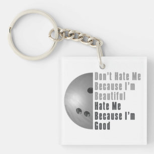 Im Beautiful Im Good Bowling Grey Key Ring