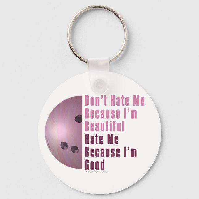 Im Beautiful Im Good Bowling Pink Key Ring (Front)