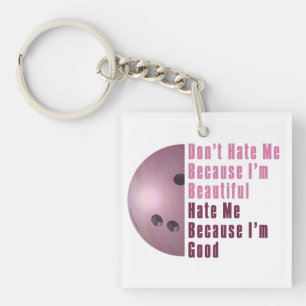Im Beautiful Im Good Bowling Pink Key Ring