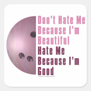 Im Beautiful Im Good Bowling Pink Square Sticker