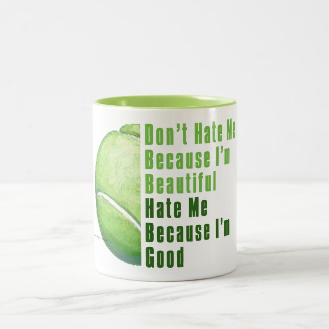 Im Beautiful Im Good Tennis Ball Two-Tone Coffee Mug (Center)