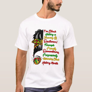 I'm Black History Messy Bun Black Queen Afro Girl T-Shirt