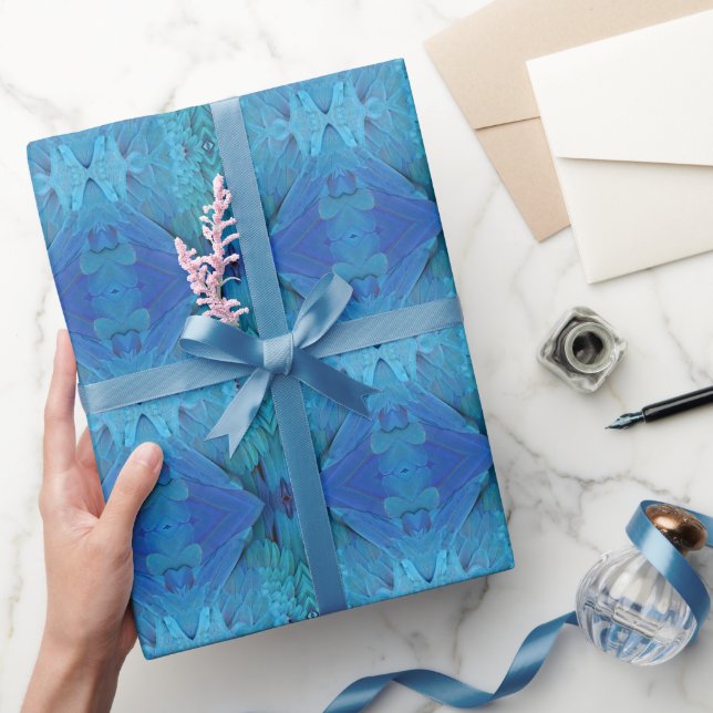 I'm blue - parrot feathers, animal print  wrapping paper (Gifting)