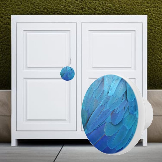 I'm blue - parrot feathers close up  ceramic knob (Creator Uploaded)