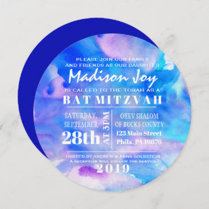 I'M BLUE WATERCOLOR Bat Mitzvah Invitation