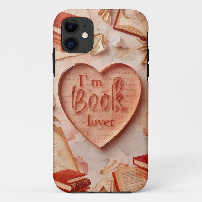 I'm Book Lover Heart-Shaped Mobile Case (Back)