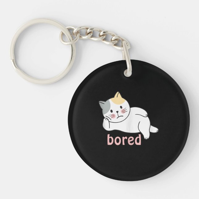 I'm bored cute Kitty Cat Animal Key Ring (Front)