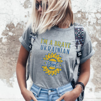 I'm Brave Ukrainian Girl Sunflower Yellow Blue T-Shirt