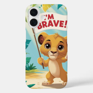 "I'm Brave!" with a Cute Puppy iPhone 16 Case