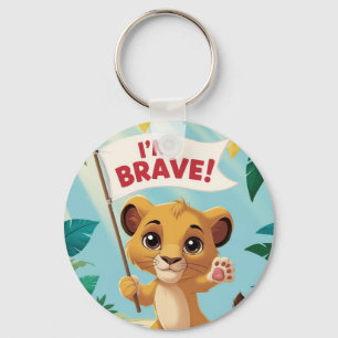 "I'm Brave!" with a Cute Puppy Key Ring