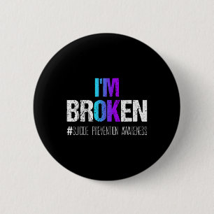 Im Broken Teal & Purple Ribbon Suicide Prevent 6 Cm Round Badge
