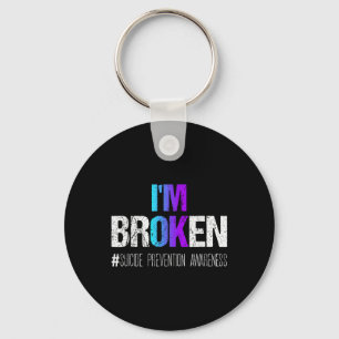 Im Broken Teal & Purple Ribbon Suicide Prevent Key Ring