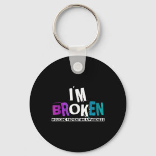 Im Broken Teal & Purple Ribbon Suicide Prevent Key Ring