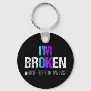 Im Broken Teal & Purple Ribbon Suicide Prevent Key Ring