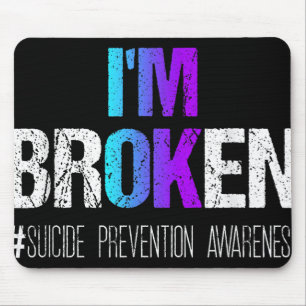 Im Broken Teal & Purple Ribbon Suicide Prevent Mouse Pad