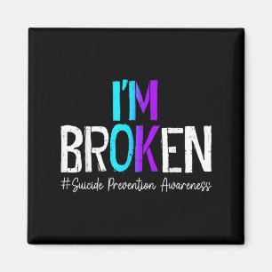 Im Broken Teal Purple Ribbon Prevention Awareness Magnet