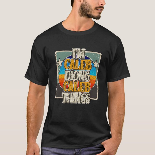 I'm CALEB DOING CALEB THINGS Funny Christmas T-Shirt (Front)