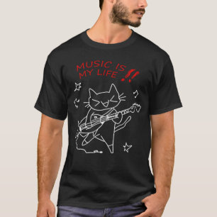 Im Cat and Music Is My Life Men Women gift friends T-Shirt
