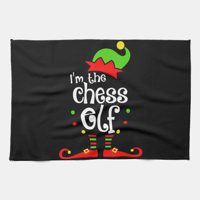 im  chess elf xmas family friend christmas gift tea towel (Horizontal)