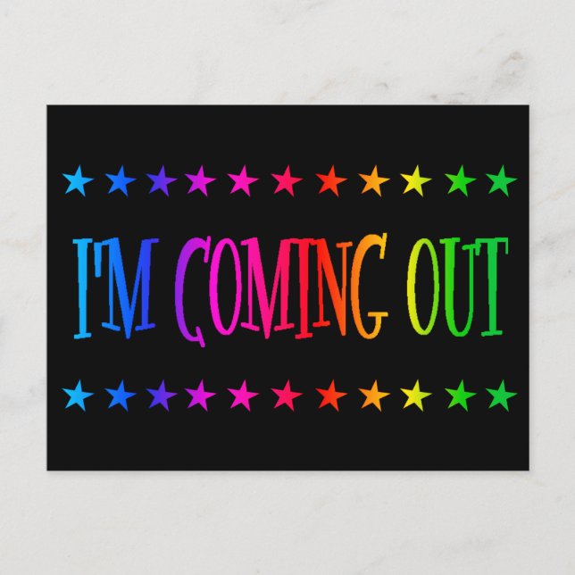 I'm Coming Out Bold Rainbow NCOD LGBTQ+ Postcard (Front)
