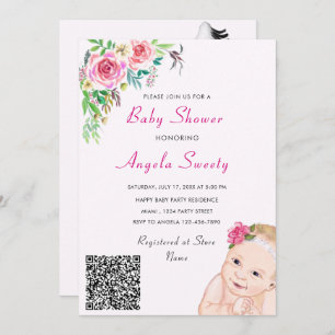 I'm Coming Stork Baby QR Code Shower Invitation