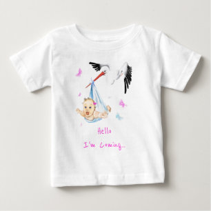 I'm Coming.. Stork Carrying Baby Fun Add Text/Name T-Shirt