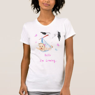 I'm Coming.. Stork Carrying Baby Funny - Add Text T-Shirt