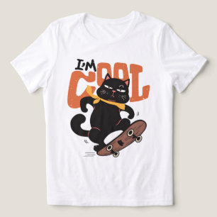 I'm Cool Skateboarding Black Cat Funny Retro Tri-Blend Shirt