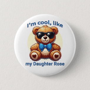 I'm Cool Teddy Bear with Blue Bow Customisable 6 Cm Round Badge