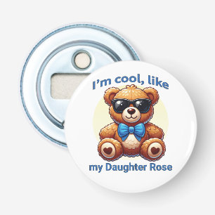 I'm Cool Teddy Bear with Blue Bow Customisable Bottle Opener