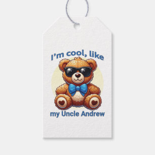 I'm Cool Teddy Bear with Blue Bow Customisable Gift Tags