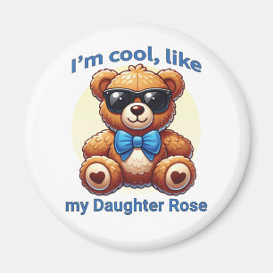 I'm Cool Teddy Bear with Blue Bow Customisable Magnet