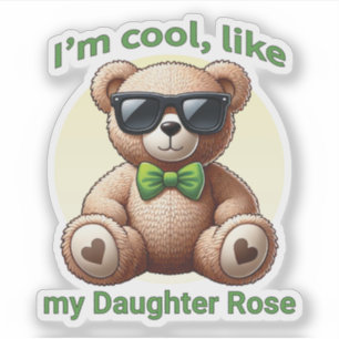 I'm Cool Teddy Bear with Green Bow Customisable