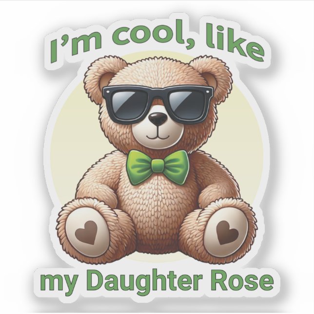 I'm Cool Teddy Bear with Green Bow Customisable (Front)