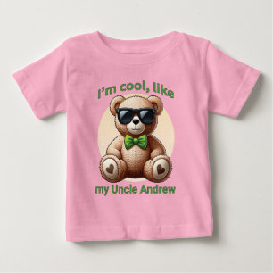 I'm Cool Teddy Bear with Green Bow Customisable Baby T-Shirt