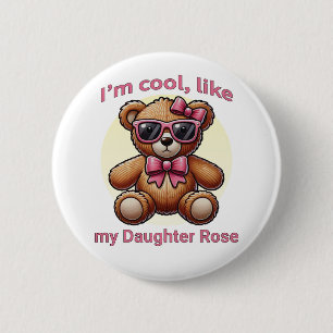 I'm Cool Teddy Bear with Pink Bow Customisable 6 Cm Round Badge