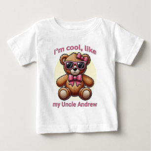 I'm Cool Teddy Bear with Pink Bow Customisable Baby T-Shirt