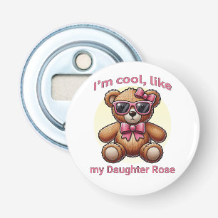 I'm Cool Teddy Bear with Pink Bow Customisable Bottle Opener