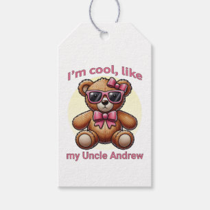 I'm Cool Teddy Bear with Pink Bow Customisable Gift Tags