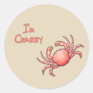 I'm Crabby Crustacean Classic Round Sticker