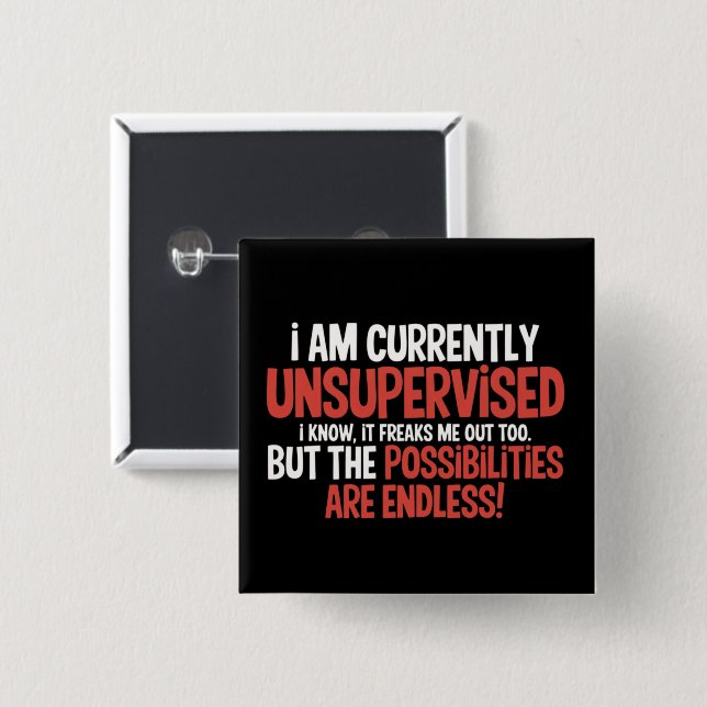 I'm Currently Unsupervised Sarcastic Humourous  15 Cm Square Badge (Front & Back)