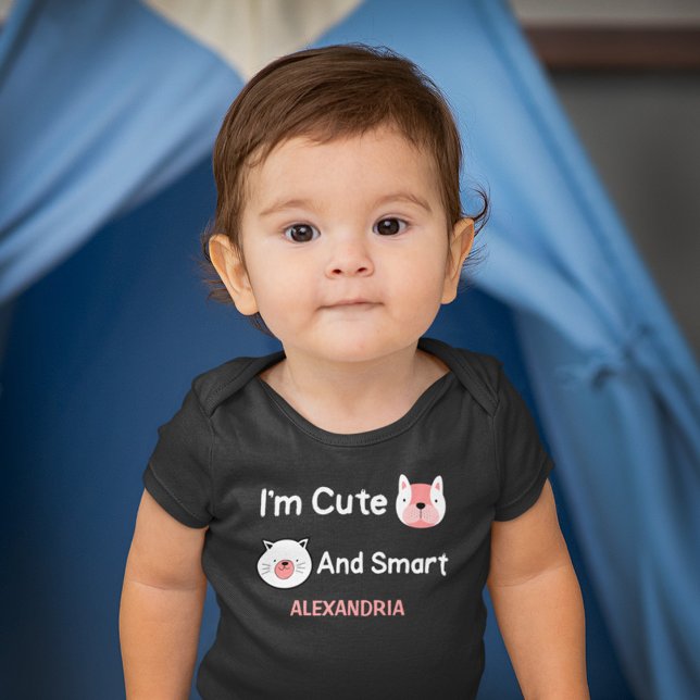 I'm Cute And Smart Pets Animals Personalise Baby Bodysuit (I'm Cute And Smart Pets Animals Personalize Baby Bodysuit is great for your baby or give as a gift. )