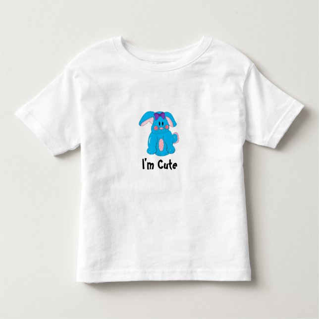 I'm Cute Blue Bunny Toddler T-Shirt (Front)