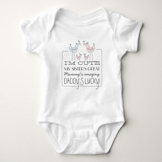 I'm Cute, Daddy's Lucky Funny Baby T-Shirt Baby Bodysuit (Front)