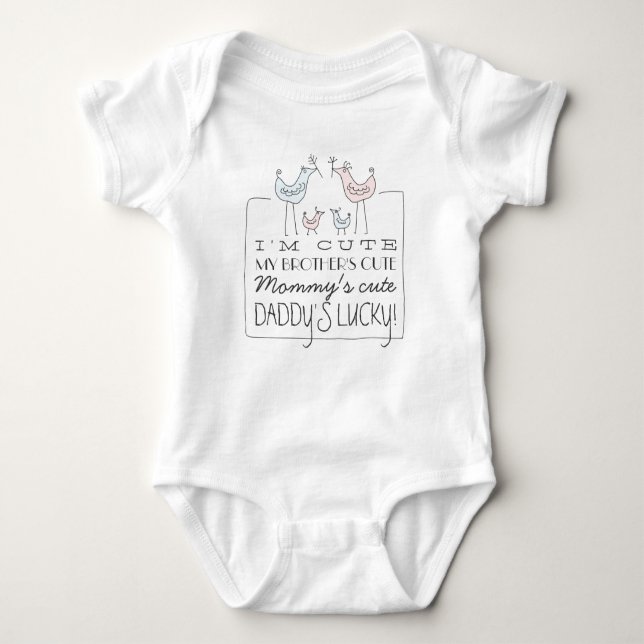 I'm Cute, Daddy's Lucky Funny Baby T-Shirt Baby Bodysuit (Front)