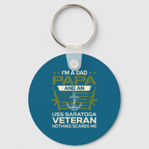 I'm dad papa uss saratoga cv-60 veteran flag usa key ring