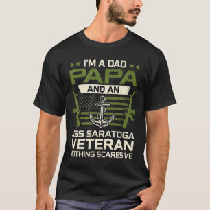I'm dad papa uss saratoga cv-60 veteran flag usa T-Shirt