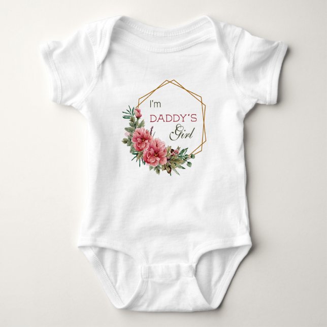 I'm Daddy's Girl - Pink Roses Baby Bodysuit (Front)