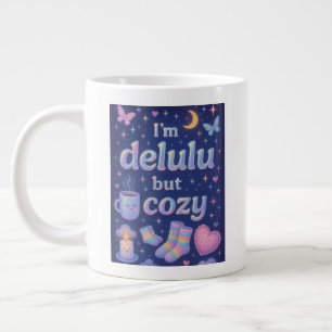 I'm delulu, but cozy large coffee mug