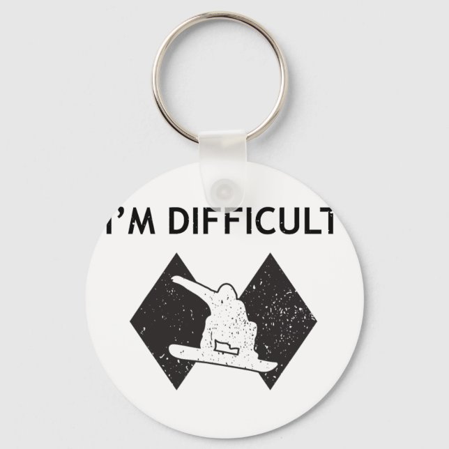 I'm Difficult Cool Skiing Stuff For Men Ski Snowbo Key Ring (Front)